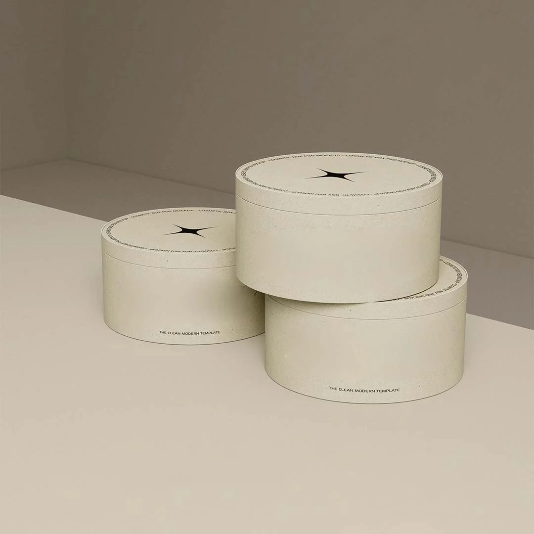 large round cardboard boxes