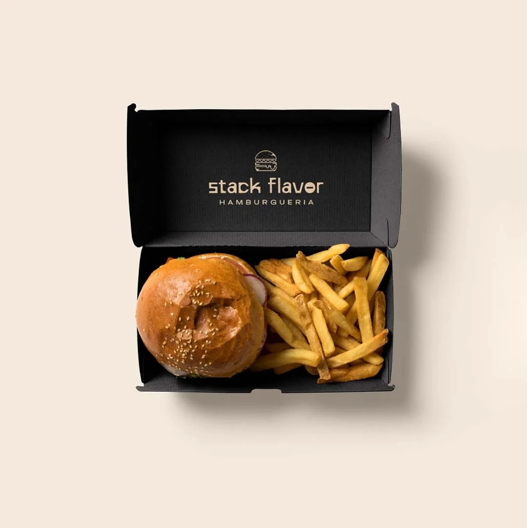 black cardboard food boxes