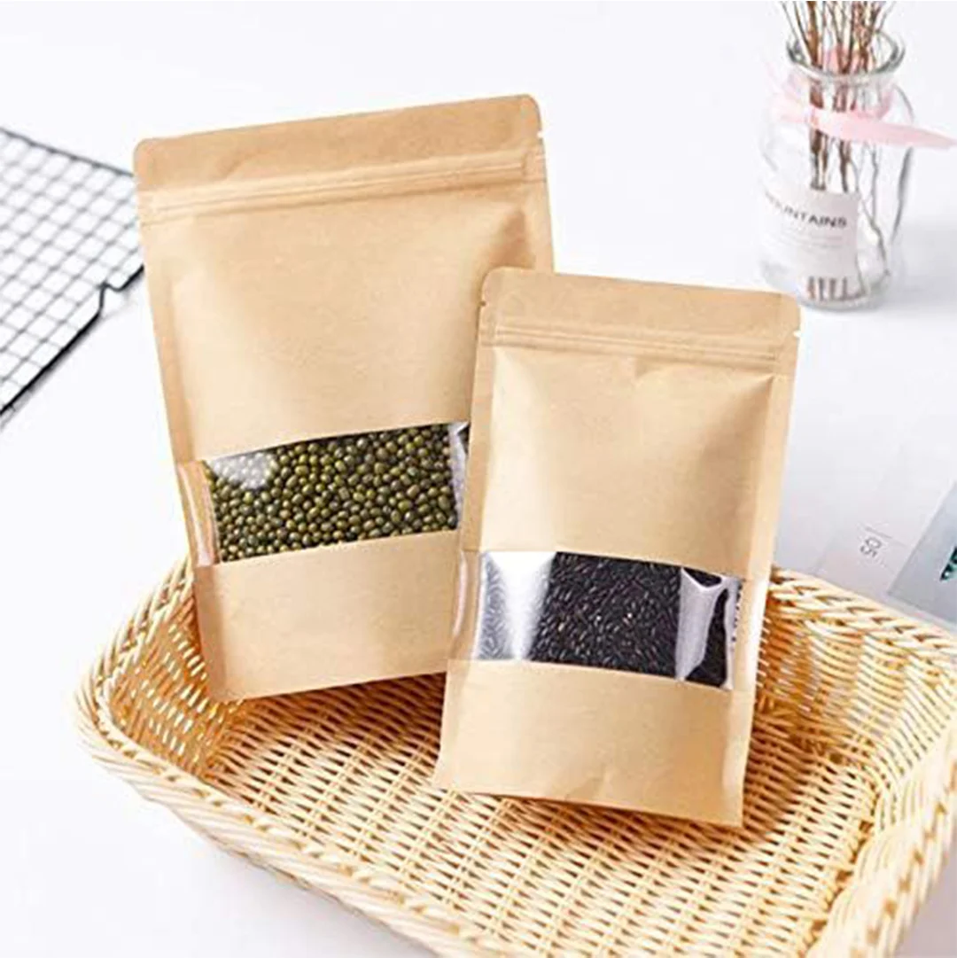 kraft paper ziplock bag with window