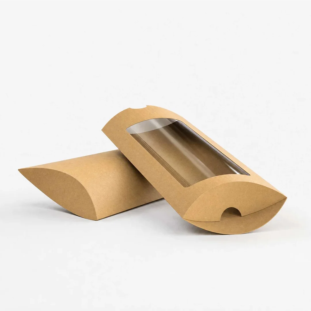 kraft pillow boxes with window