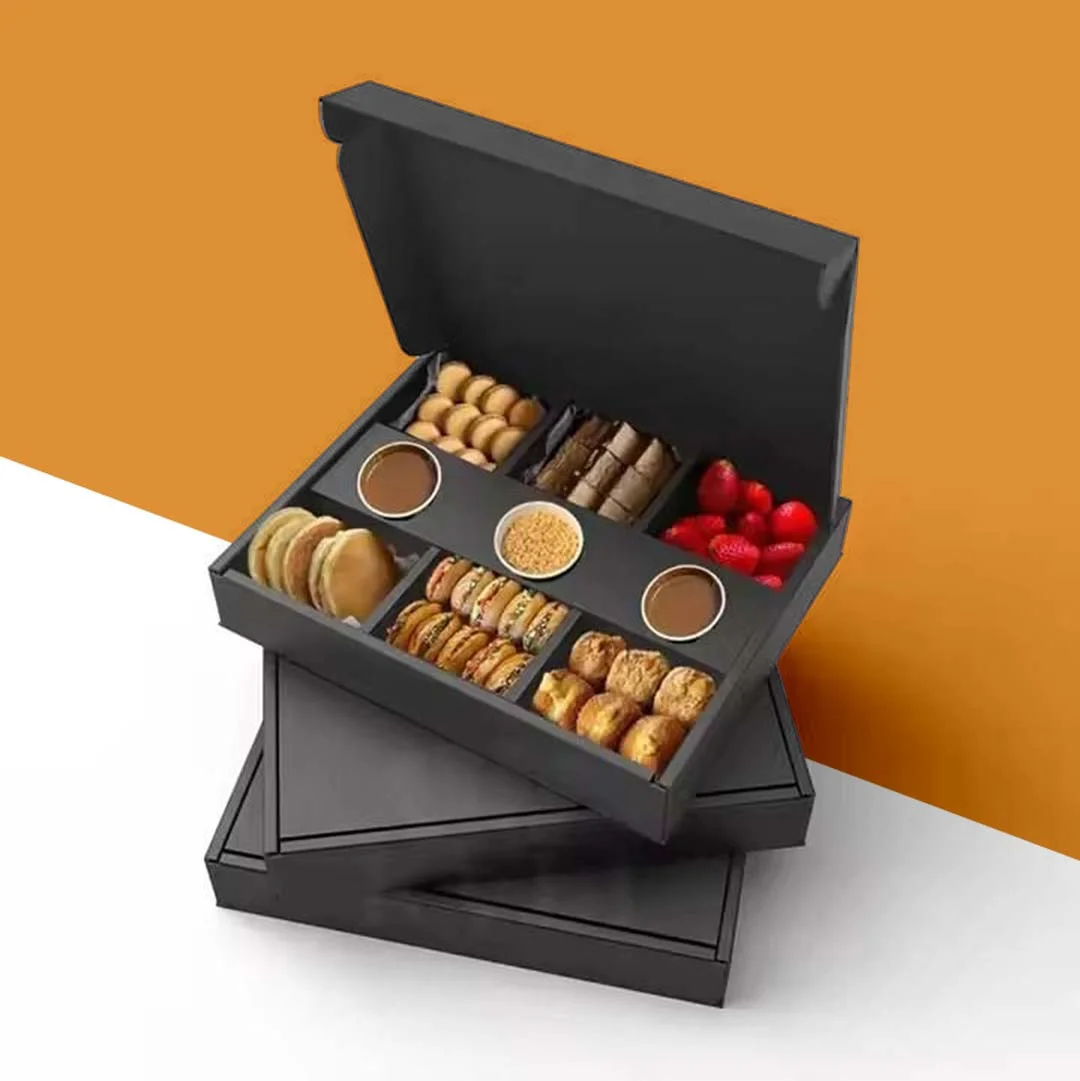 printed black cardboard food boxes