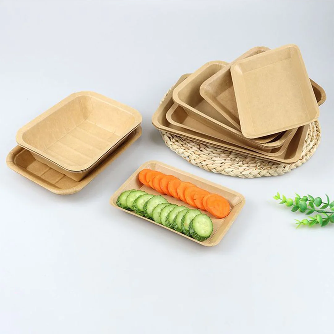brown kraft paper food trays